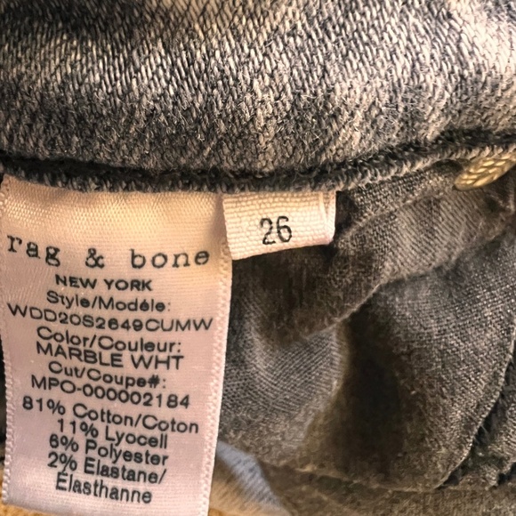 Rag & Bone Nina High Rise Ankle Flare Jeans in Marble White Size 26 - Picture 11 of 13